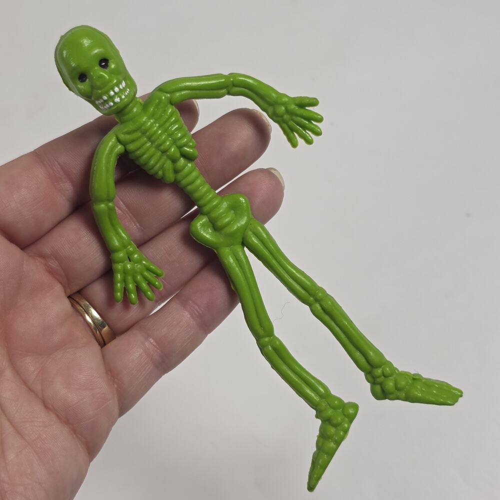Vintage Bendable Poseable Skeleton Toy Bendy Figure 1980s-90s Halloween Decor 5"